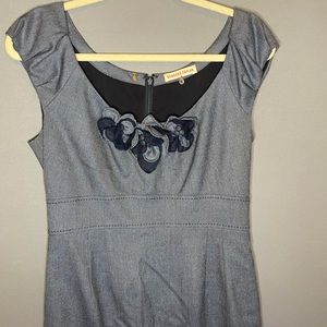 Rebecca Taylor Grey Dress w/ Flower Detail
